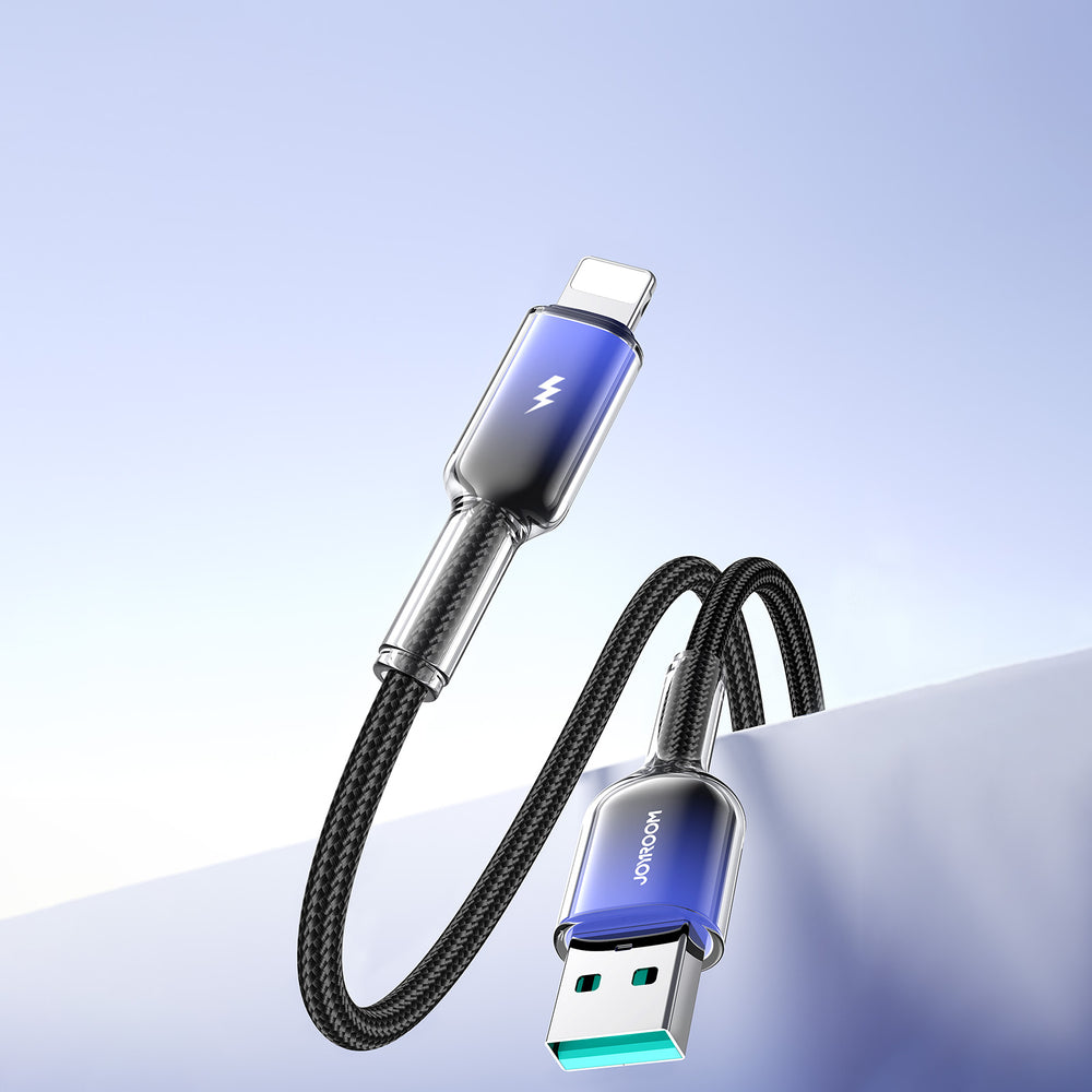 Joyroom S-A42 Crystal-Clear Series 3A USB-A - Lightning kabel 1,2 m - sort