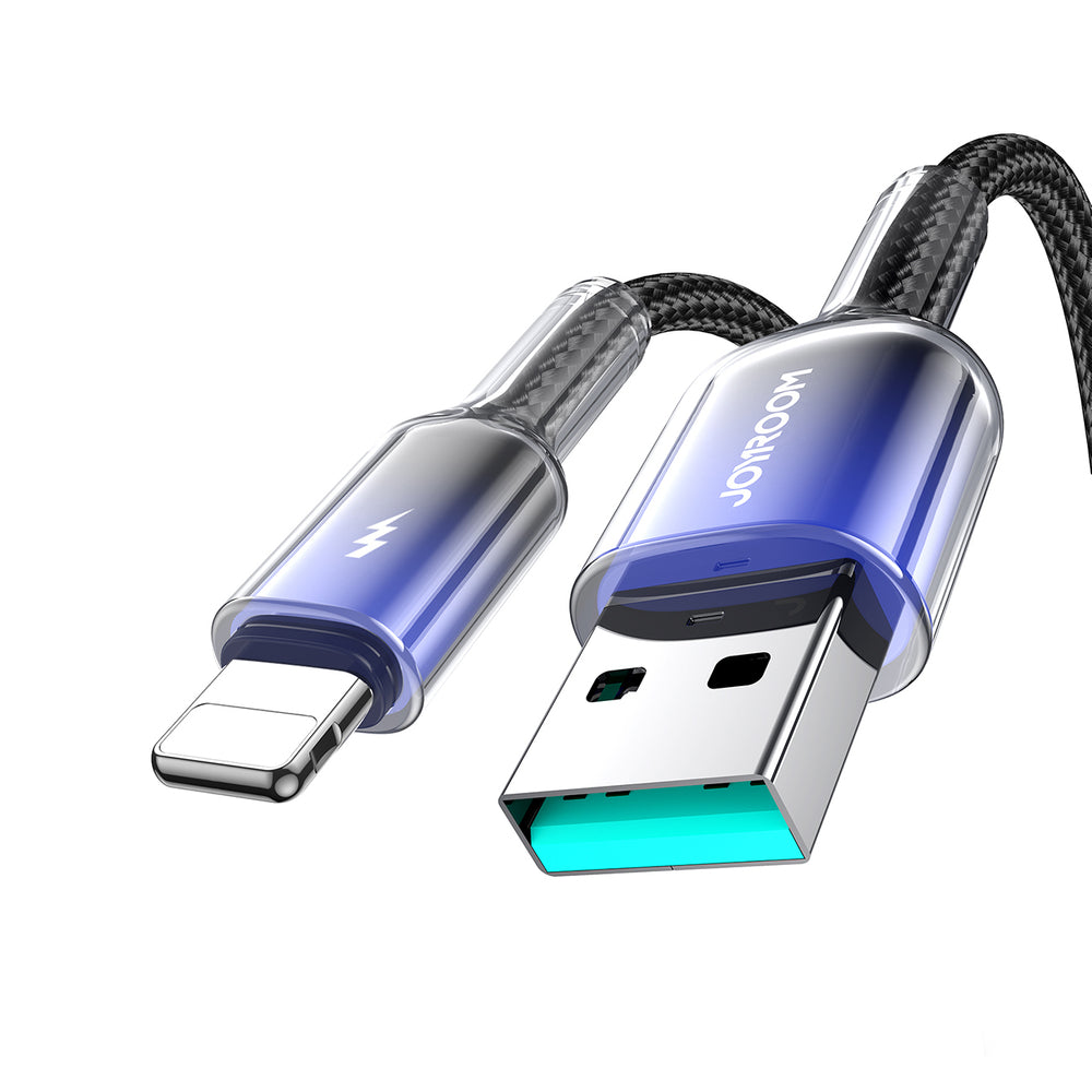 Joyroom S-A42 Crystal-Clear Series 3A USB-A - Lightning kabel 1,2 m - sort