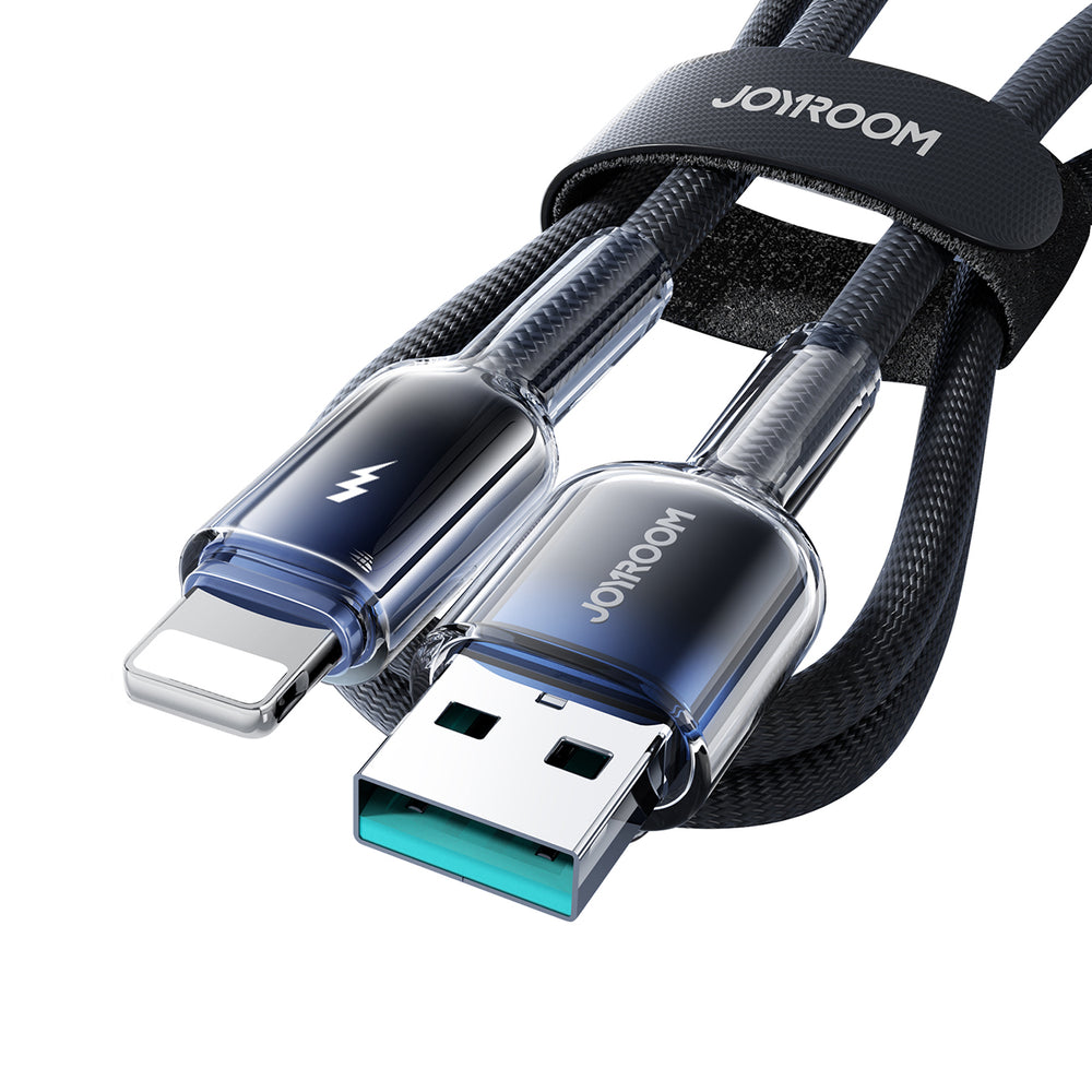 Joyroom S-A42 Crystal-Clear Series 3A USB-A - Lightning kabel 1,2 m - sort