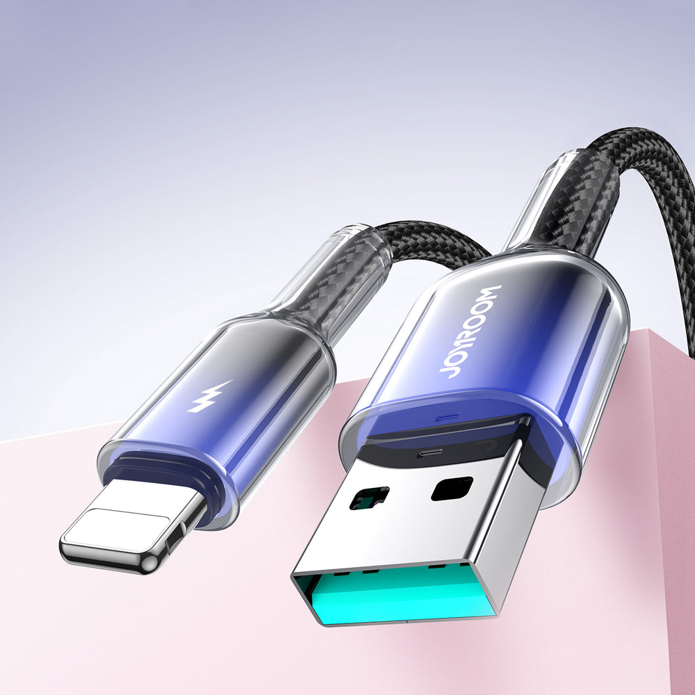 Joyroom S-A42 Crystal-Clear Series 3A USB-A - Lightning kabel 1,2 m - sort