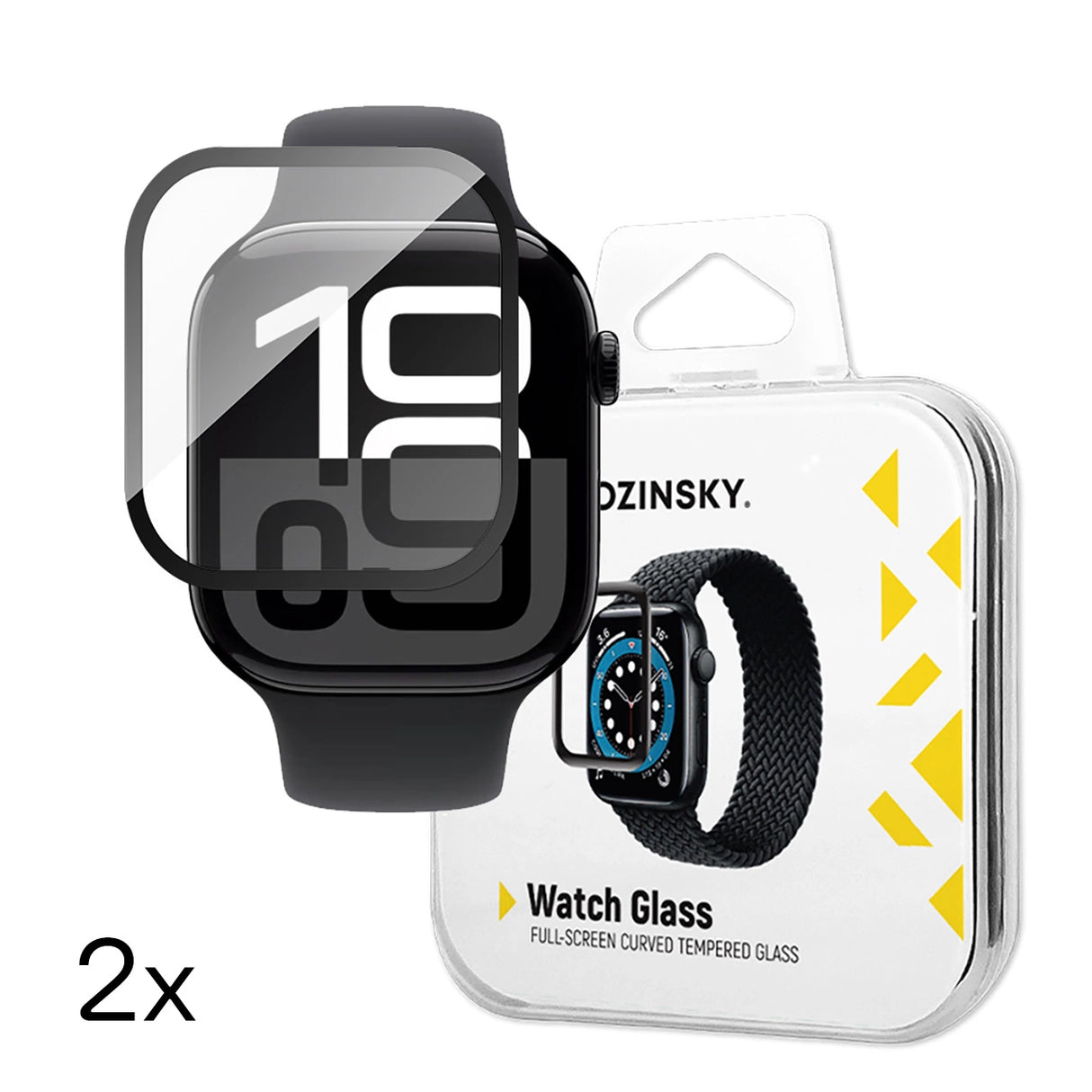 Wozinsky Full Glue tempereret glas med sort ramme til Apple Watch 46mm (2 st.)