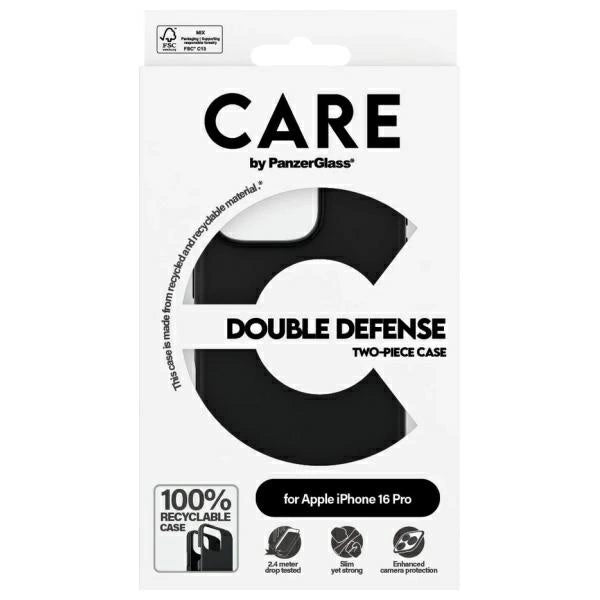 CARE af PanzerGlass Feature Double Defense Case til iPhone 16 Pro - sort