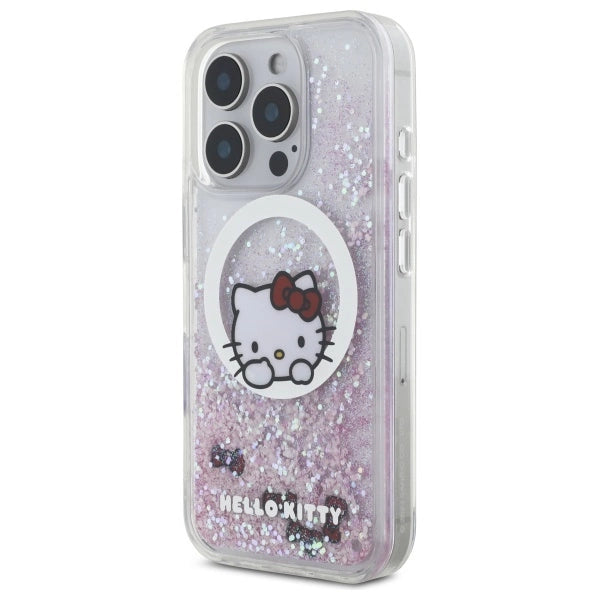 Hello Kitty Liquid Glitter Sweet Kitty Bows MagSafe iPhone 16 Pro Case - White