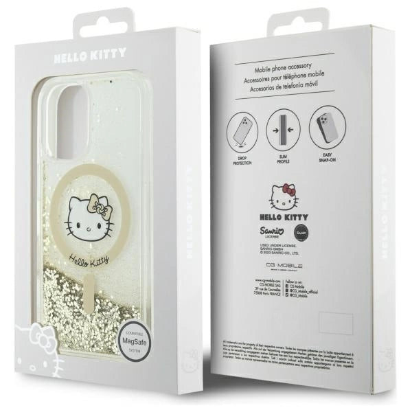 Hello Kitty Liquid Glitter Fever MagSafe iPhone 16 Case - Gold