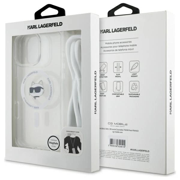 Karl Lagerfeld IML Choupette Head & Cord Magsafe iPhone 16 Pro Case - Clear