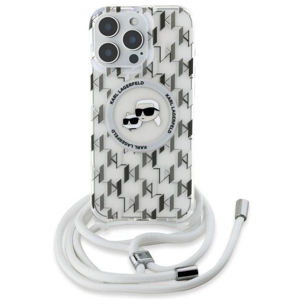 Karl Lagerfeld IML Crossbody Monogram Karl & Choupette Head MagSafe Case for iPhone 16 Pro - Clear