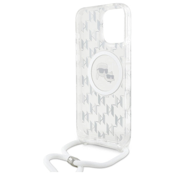 Karl Lagerfeld IML Crossbody Monogram Karl & Choupette Head MagSafe Case for iPhone 16 Pro - Clear