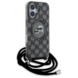 Karl Lagerfeld IML Crossbody Monogram Karl & Choupette Head MagSafe iPhone 16 Case - Black
