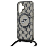 Karl Lagerfeld IML Crossbody Monogram Karl & Choupette Head MagSafe iPhone 16 Case - Black