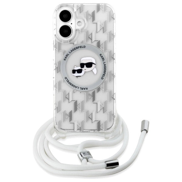 Karl Lagerfeld IML Crossbody Monogram Karl & Choupette Head MagSafe iPhone 16 Case - Clear