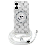 Karl Lagerfeld IML Crossbody Monogram Karl & Choupette Head MagSafe iPhone 16 Case - Clear