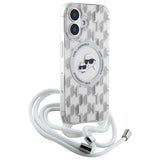 Karl Lagerfeld IML Crossbody Monogram Karl & Choupette Head MagSafe iPhone 16 Case - Clear