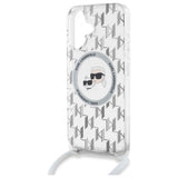 Karl Lagerfeld IML Crossbody Monogram Karl & Choupette Head MagSafe iPhone 16 Case - Clear