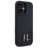 Karl Lagerfeld Silicone Shadow Metal Initial MagSafe iPhone 16 Case - Black