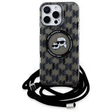 Karl Lagerfeld IML Crossbody Monogram Karl & Choupette Head MagSafe Case for iPhone 16 Pro Max - Black