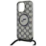 Karl Lagerfeld IML Crossbody Monogram Karl & Choupette Head MagSafe Case for iPhone 16 Pro Max - Black