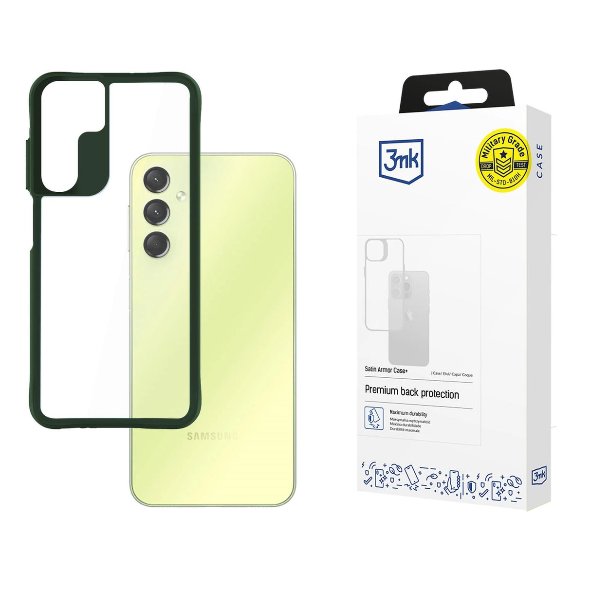 3mk Satin Armor Case+ Green til Samsung Galaxy A25 5G - gennemsigtig