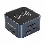 Hub USB-C 12 i 1 Wozinsky WHBC09Y8S multifunktionel, med trådløs opladningsfunktion, aluminium, med 15 cm kabel - grå