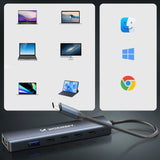 USB-C 6 i 1 Hub Wozinsky WHBC10Y4S Multifunktionel, Aluminium, med 25 cm Kabel - Grå