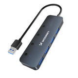 USB-A Hub Wozinsky WHS080YSS 4 x USB-A 3.0 med individuelle stik, aluminium, med 30 cm kabel - grå