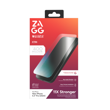 ZAGG InvisibleShield Glass XTR4 Graphene skærmbeskytter med blå lysfilter til iPhone 16 Pro