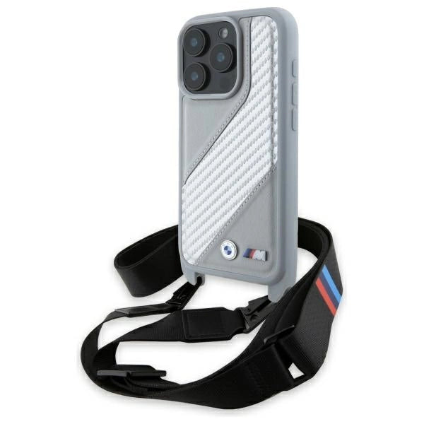 BMW M Edition Carbon Stripe & Strap iPhone 16 Pro Case - Grå
