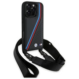 BMW M Edition Carbon Tricolor Lines & Strap Case til iPhone 16 Pro - sort