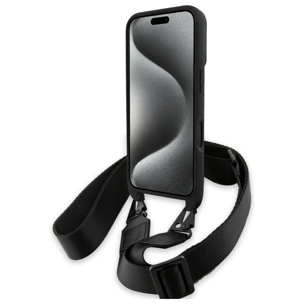 BMW M Edition Carbon Stripe & Strap iPhone 16 Plus Case - Black