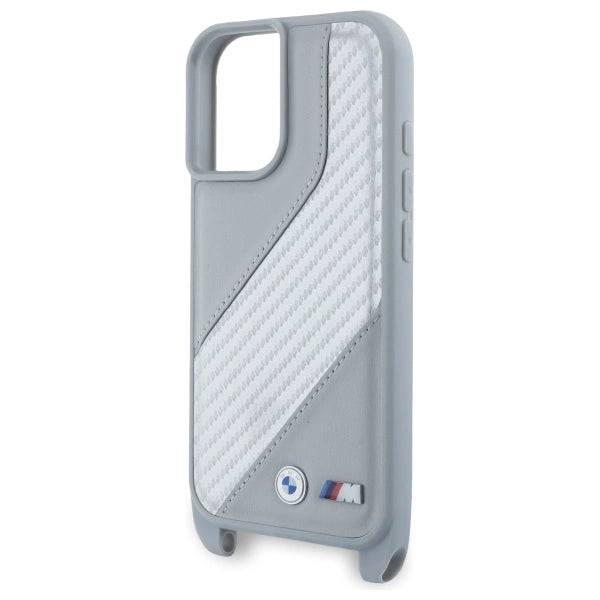 BMW M Edition Carbon Stripe & Strap iPhone 16 Case - Grå