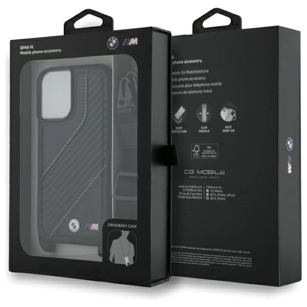 BMW M Edition Carbon Stripe & Strap iPhone 16 Case - Black