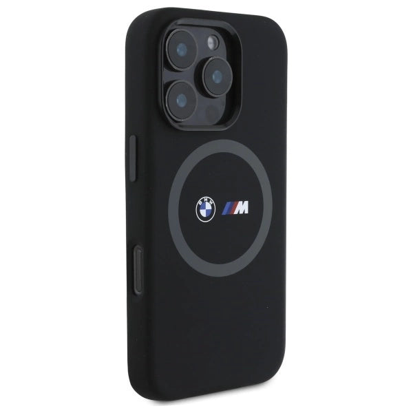 BMW M Silicone Printed Ring MagSafe Case til iPhone 16 Pro - sort