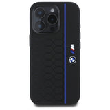BMW silikone Hexagon Blue Line MagSafe Case til iPhone 16 Pro Max - sort
