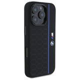 BMW silikone Hexagon Blue Line MagSafe Case til iPhone 16 Pro Max - sort