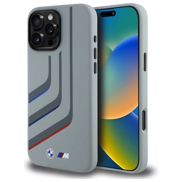 BMW Silicone Turning Lines MagSafe Case til iPhone 16 Pro Max - Grå
