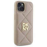 DKNY Quilted Stack Logo iPhone 14 Case - Beige