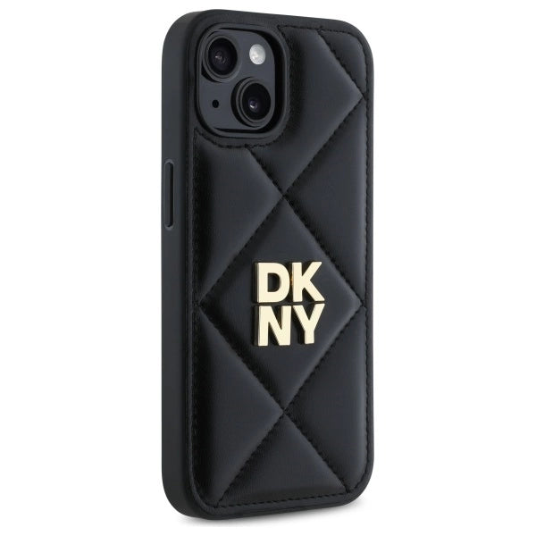 DKNY Quilted Stack Logo iPhone 14 Case - Black