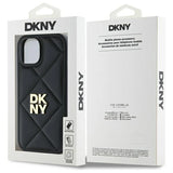 DKNY Quilted Stack Logo iPhone 14 Case - Black