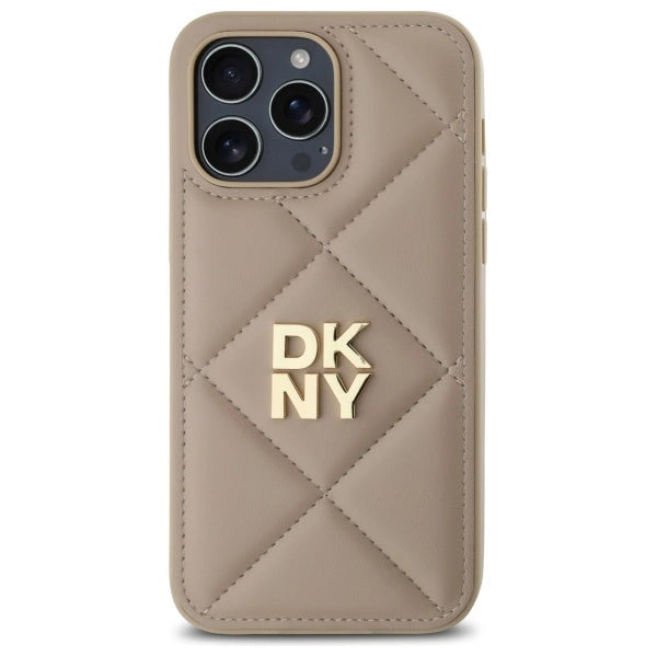 DKNY Quilted Stack Logo iPhone 14 Pro Max Case - Beige