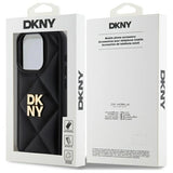 DKNY Quilted Stack Logo iPhone 15 Pro Case - Black