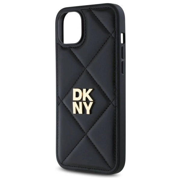 DKNY Quilted Stack Logo iPhone 15 Plus Case - Black
