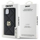 DKNY Quilted Stack Logo iPhone 15 Plus Case - Black
