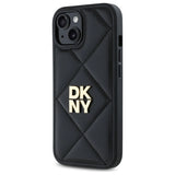 DKNY Quilted Stack Logo iPhone 15 Case - Black