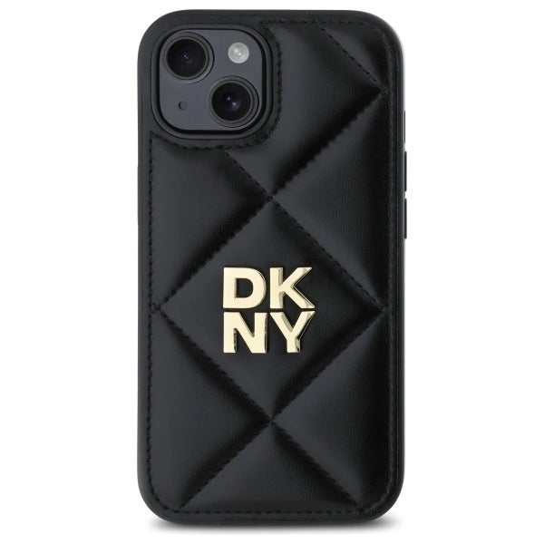 DKNY Quilted Stack Logo iPhone 15 Case - Black