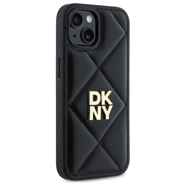 DKNY Quilted Stack Logo iPhone 15 Case - Black