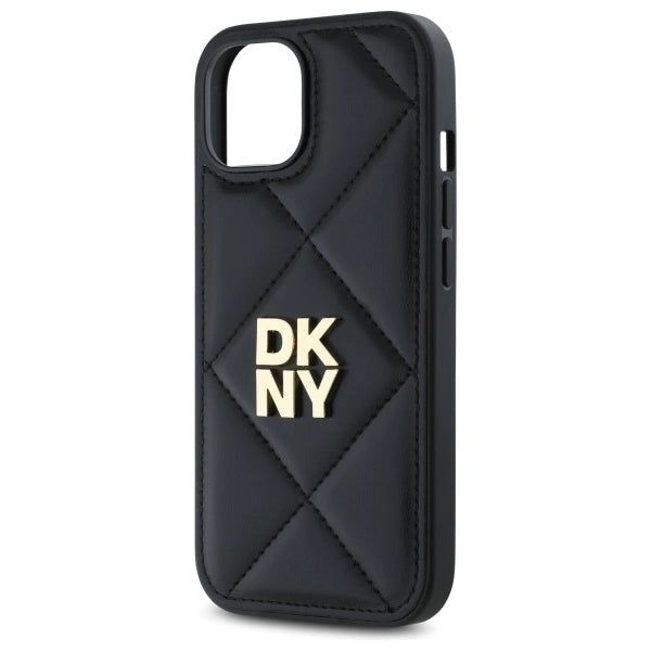 DKNY Quilted Stack Logo iPhone 15 Case - Black