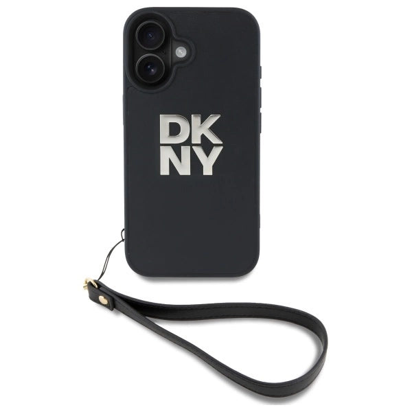 DKNY Wrist Strap Stock Logo iPhone 16 Case - Black
