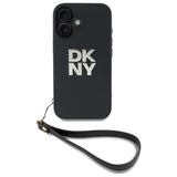 DKNY Wrist Strap Stock Logo iPhone 16 Case - Black