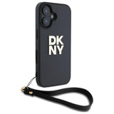 DKNY Wrist Strap Stock Logo iPhone 16 Case - Black