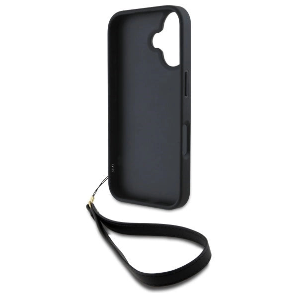 DKNY Wrist Strap Stock Logo iPhone 16 Case - Black