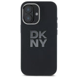 DKNY Liquid Silicone Metal Logo iPhone 16 Case - Black